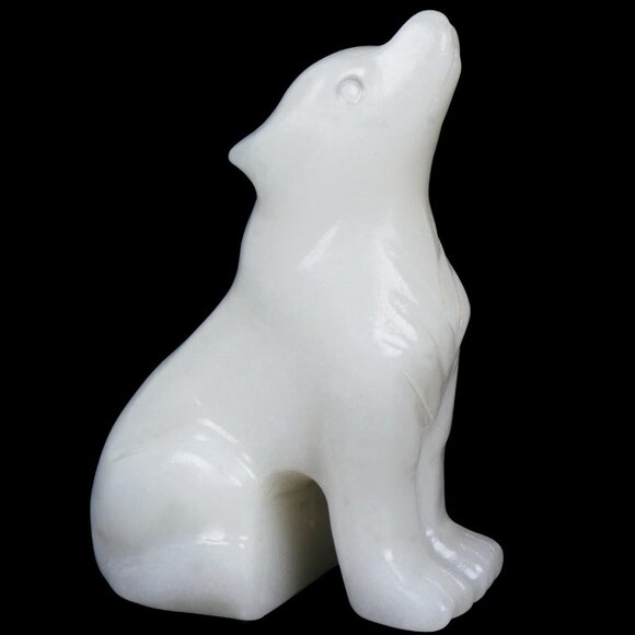 2.1 Inch White Jade Wolf Healing Crystal Stone Energy Gemstones Statue For Home - Picture 1 of 6
